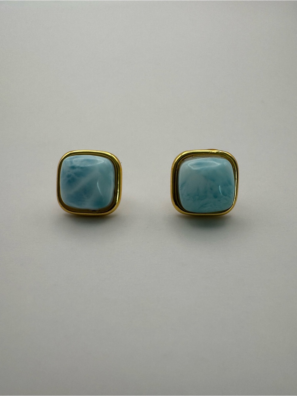 Larimar Square Studs (#E119) - Picture 3 of 4